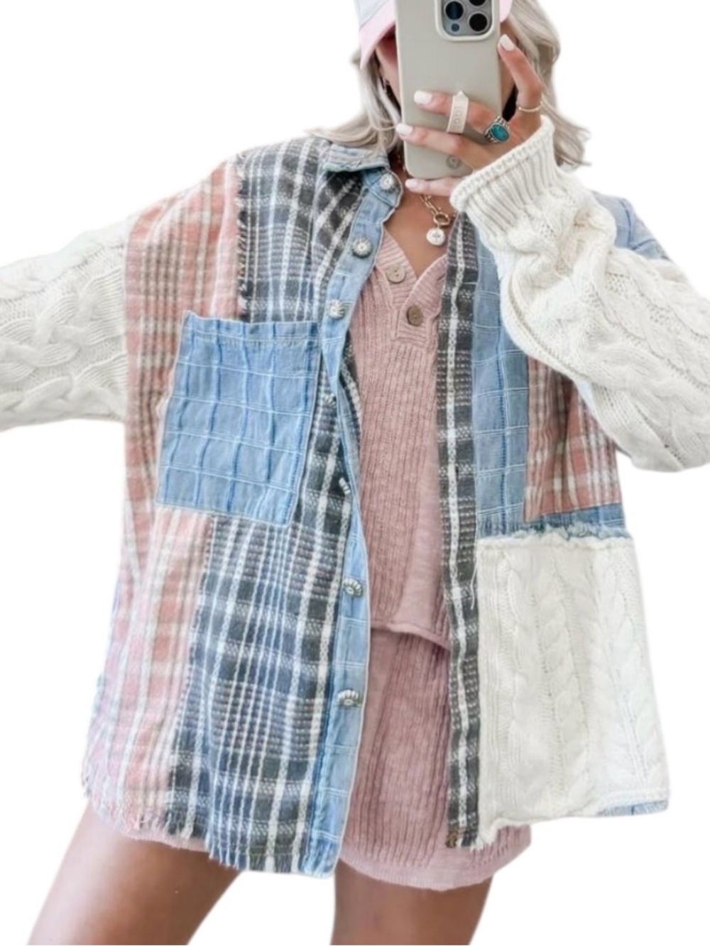 POL oversized patchwork jacket womens size Large